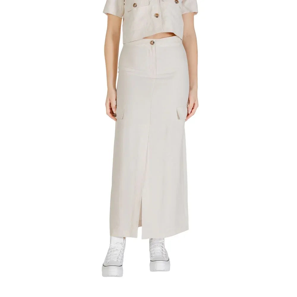 Jacqueline De Yong Beige Viscose Long Skirt - Zeiniez