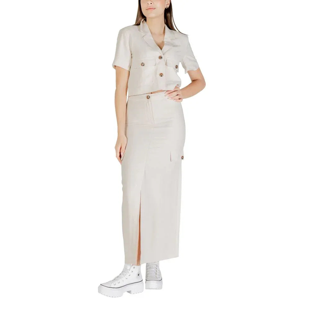 Jacqueline De Yong Beige Viscose Long Skirt - Zeiniez