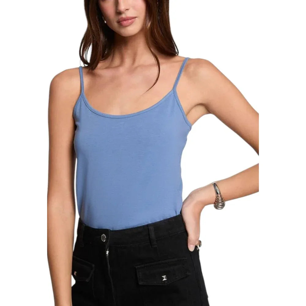 Morgan De Toi Blue Cotton Tank Tops - Zeiniez