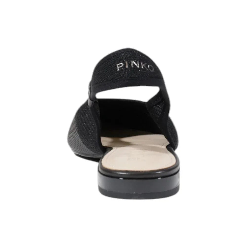 PINKO Black Leather Flat Sandals - Zeiniez