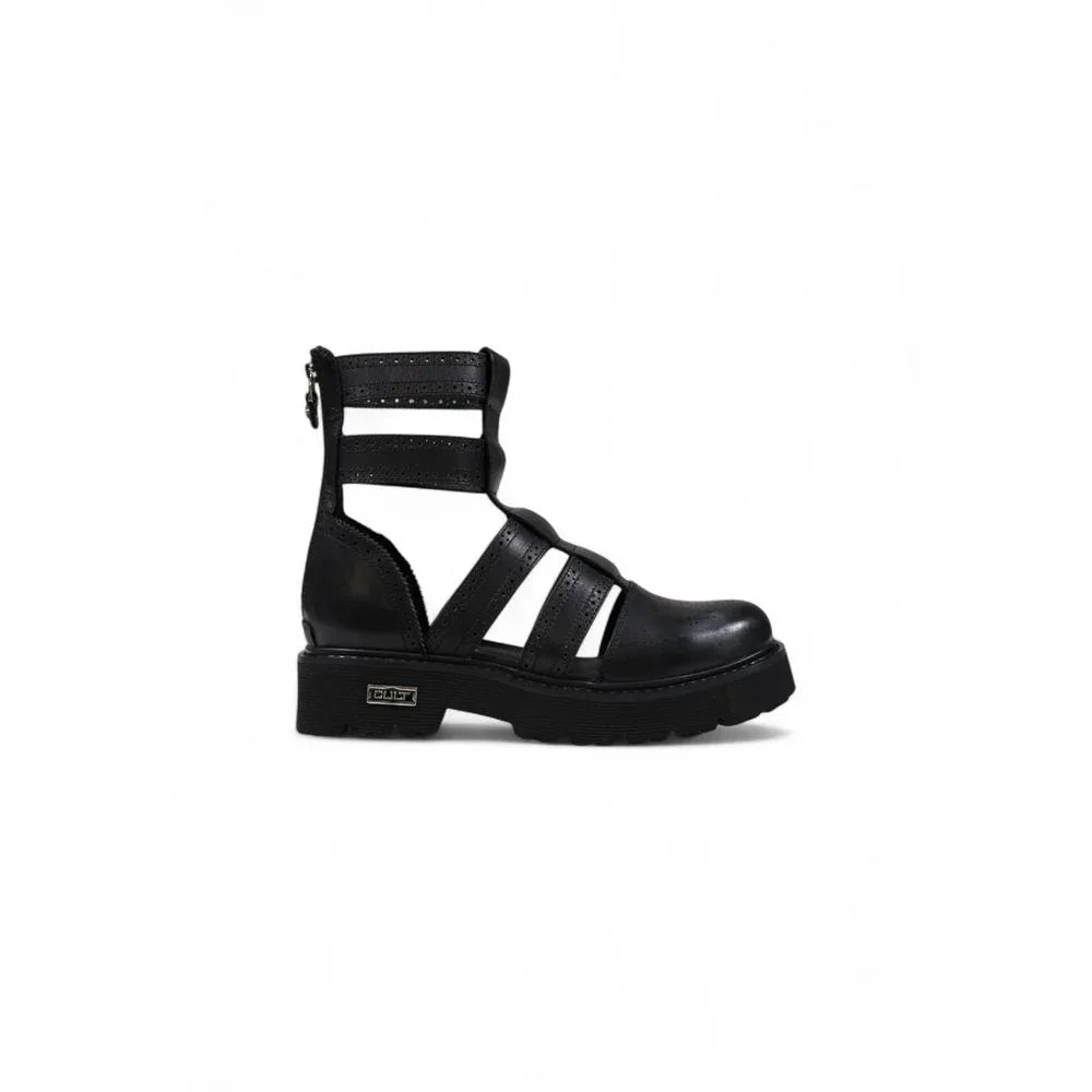 Cult Black Leather Sandals - Zeiniez