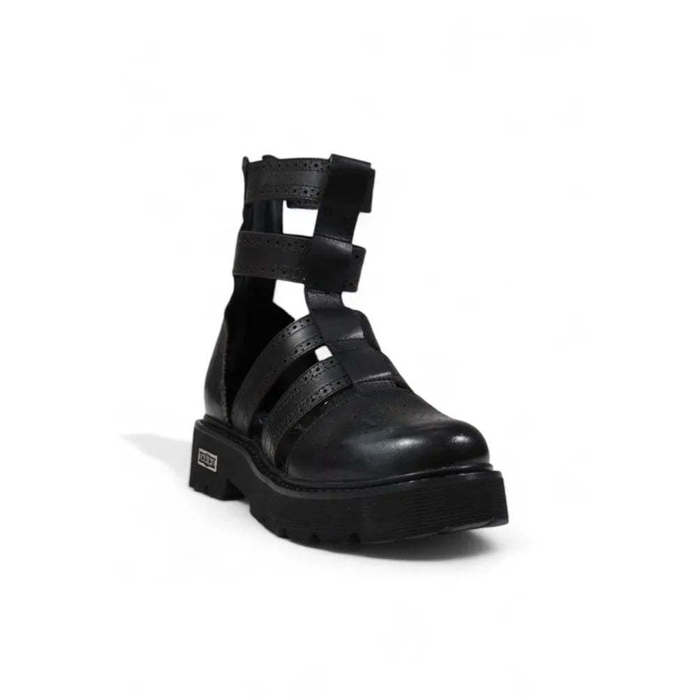 Cult Black Leather Sandals - Zeiniez
