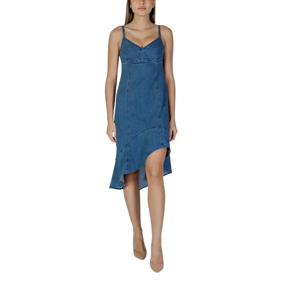 Desigual Blue Cotton Long Dress - Zeiniez