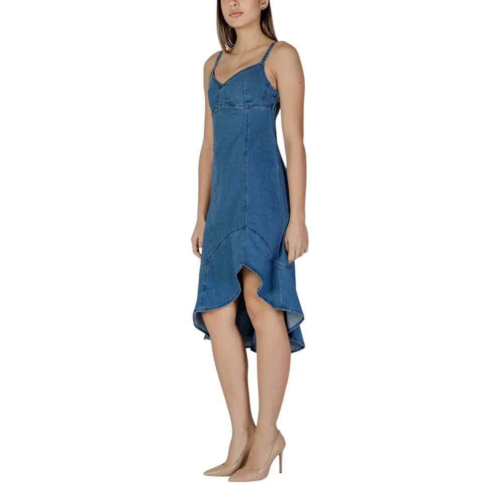 Desigual Blue Cotton Long Dress - Zeiniez
