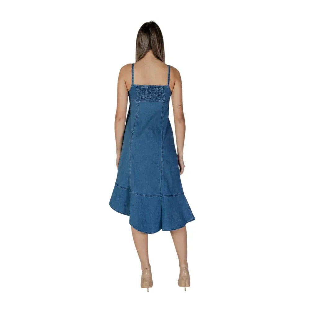 Desigual Blue Cotton Long Dress - Zeiniez