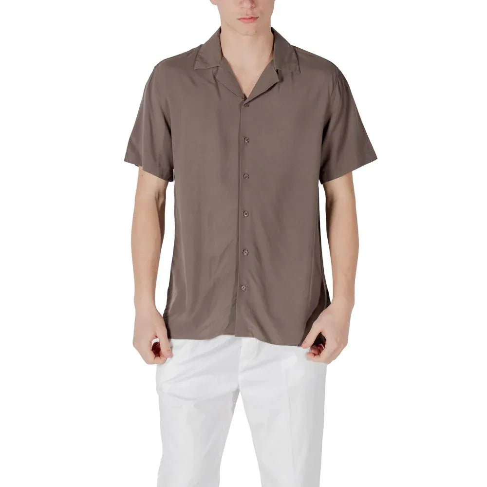 Gianni Lupo Brown Viscose Shortsleeve Shirt - Zeiniez