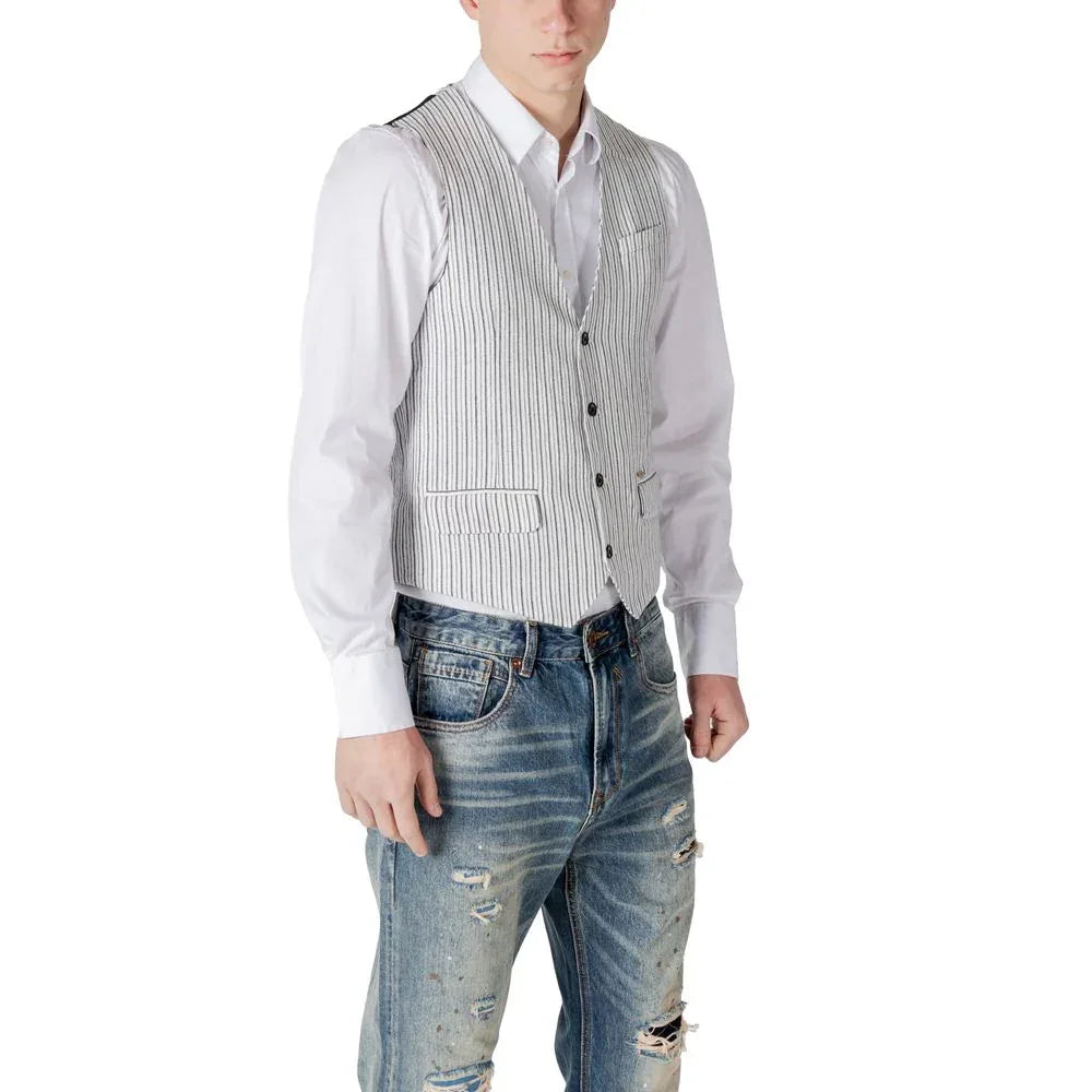 Gianni Lupo Black Linen Waistcoat - Zeiniez