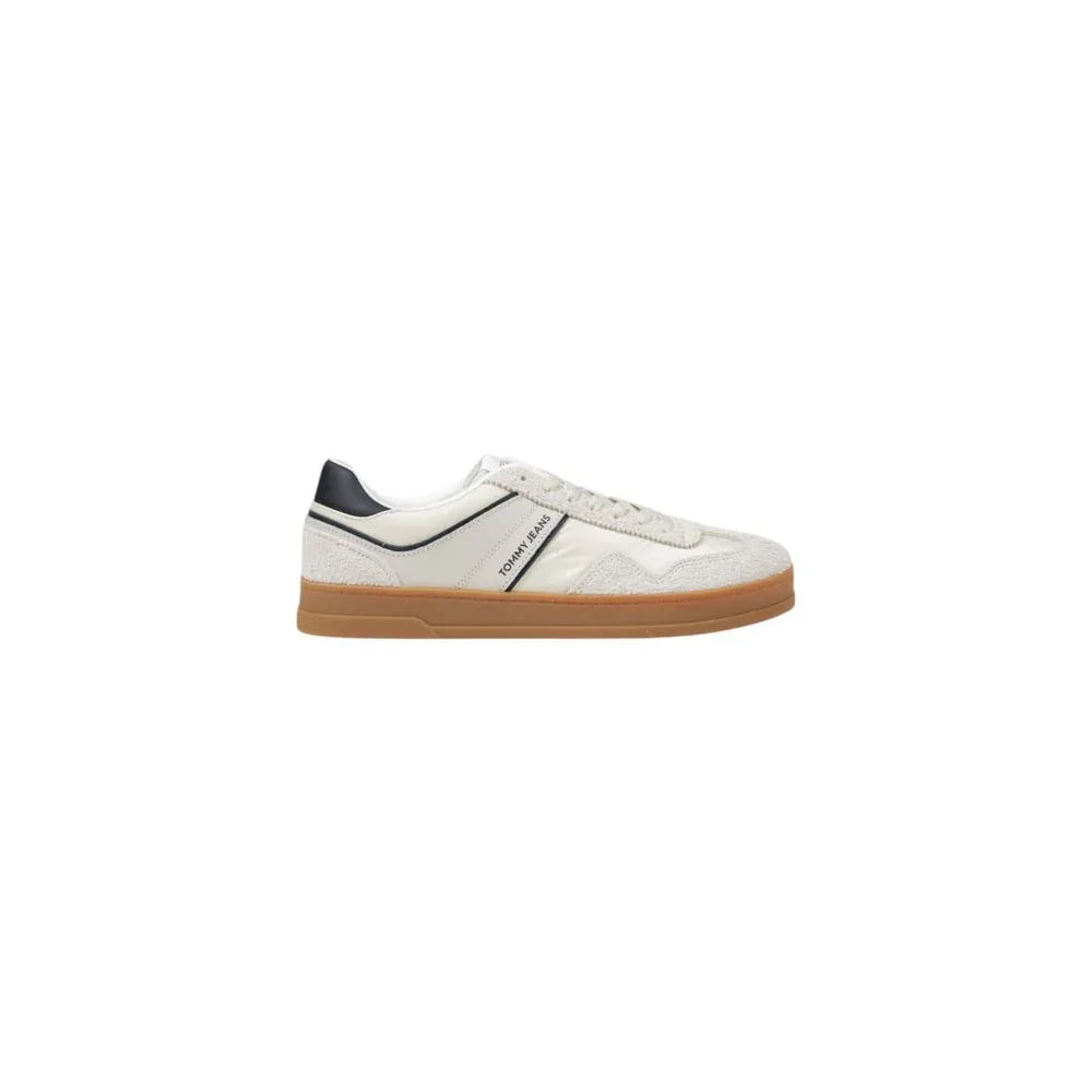 Tommy Hilfiger Jeans Cream Leather Low Top Sneakers - Zeiniez
