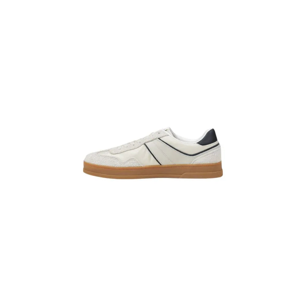 Tommy Hilfiger Jeans Cream Leather Low Top Sneakers - Zeiniez