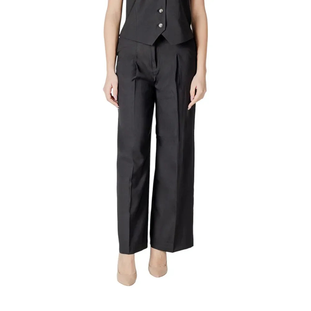 ICHI Black Polyester Casual Pants - Zeiniez