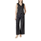 ICHI Black Polyester Casual Pants - Zeiniez