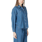 ICHI Blue Cotton Blouse - Zeiniez