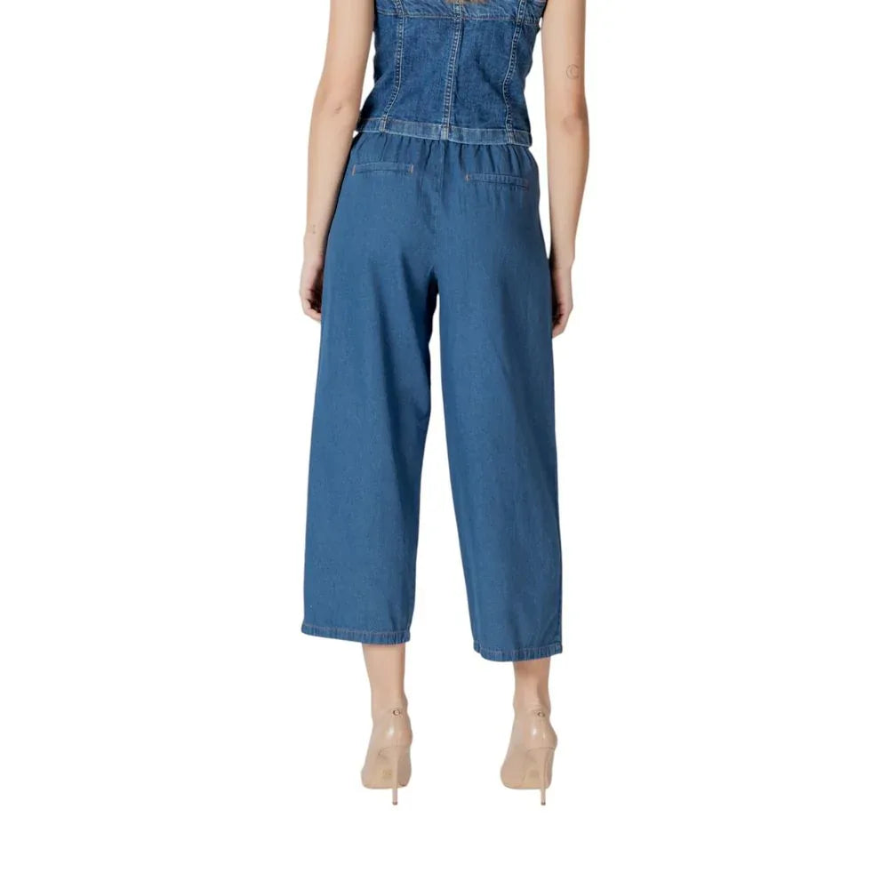 ICHI Blue Cotton Cropped Jeans - Zeiniez
