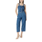 ICHI Blue Cotton Cropped Jeans - Zeiniez