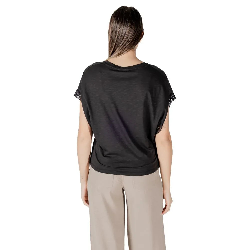 ICHI Black Cotton T-Shirt - Zeiniez