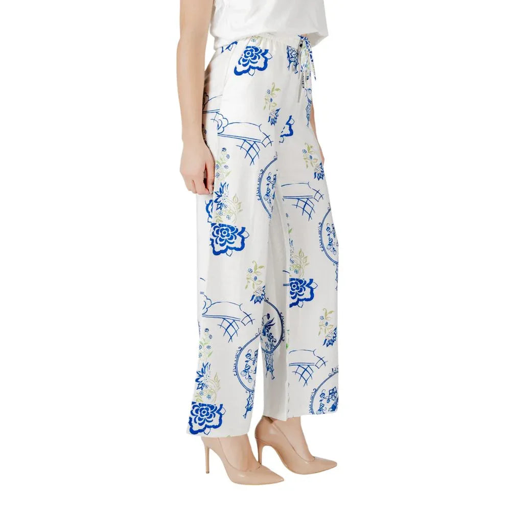 ICHI White Viscose Pant - Zeiniez