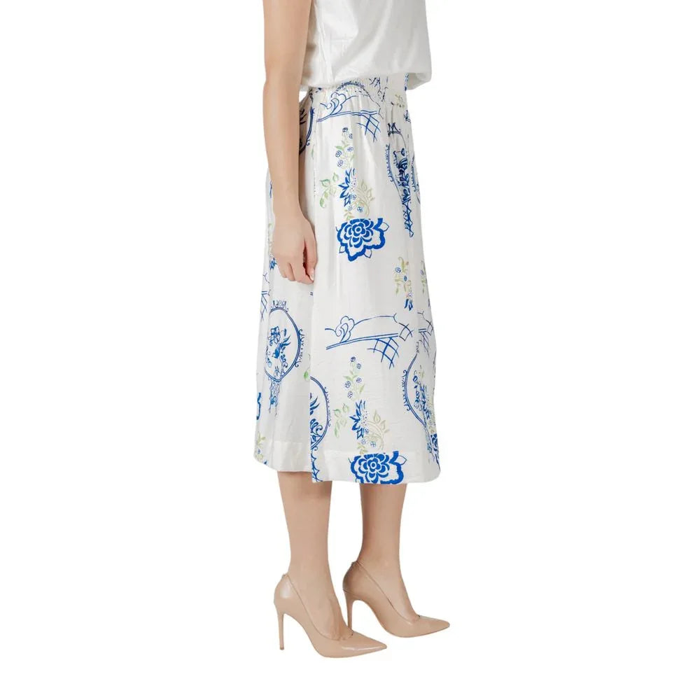 ICHI White Viscose Skirt - Zeiniez