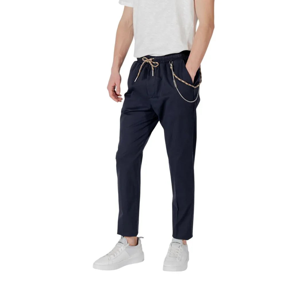 Gianni Lupo Blue Cotton Casual Pants - Zeiniez