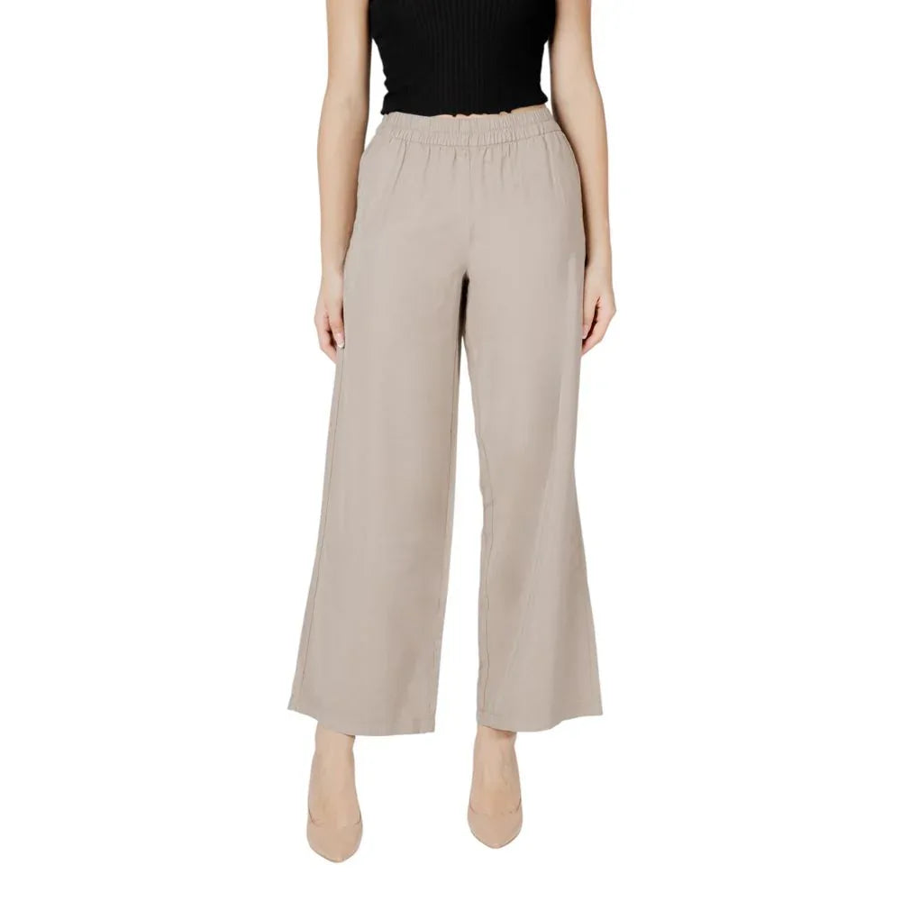 Only Beige Viscose Casual Pants - Zeiniez