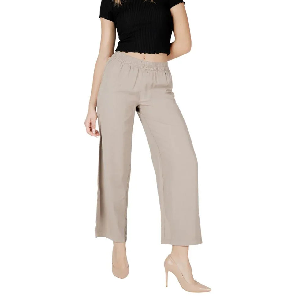 Only Beige Viscose Casual Pants - Zeiniez