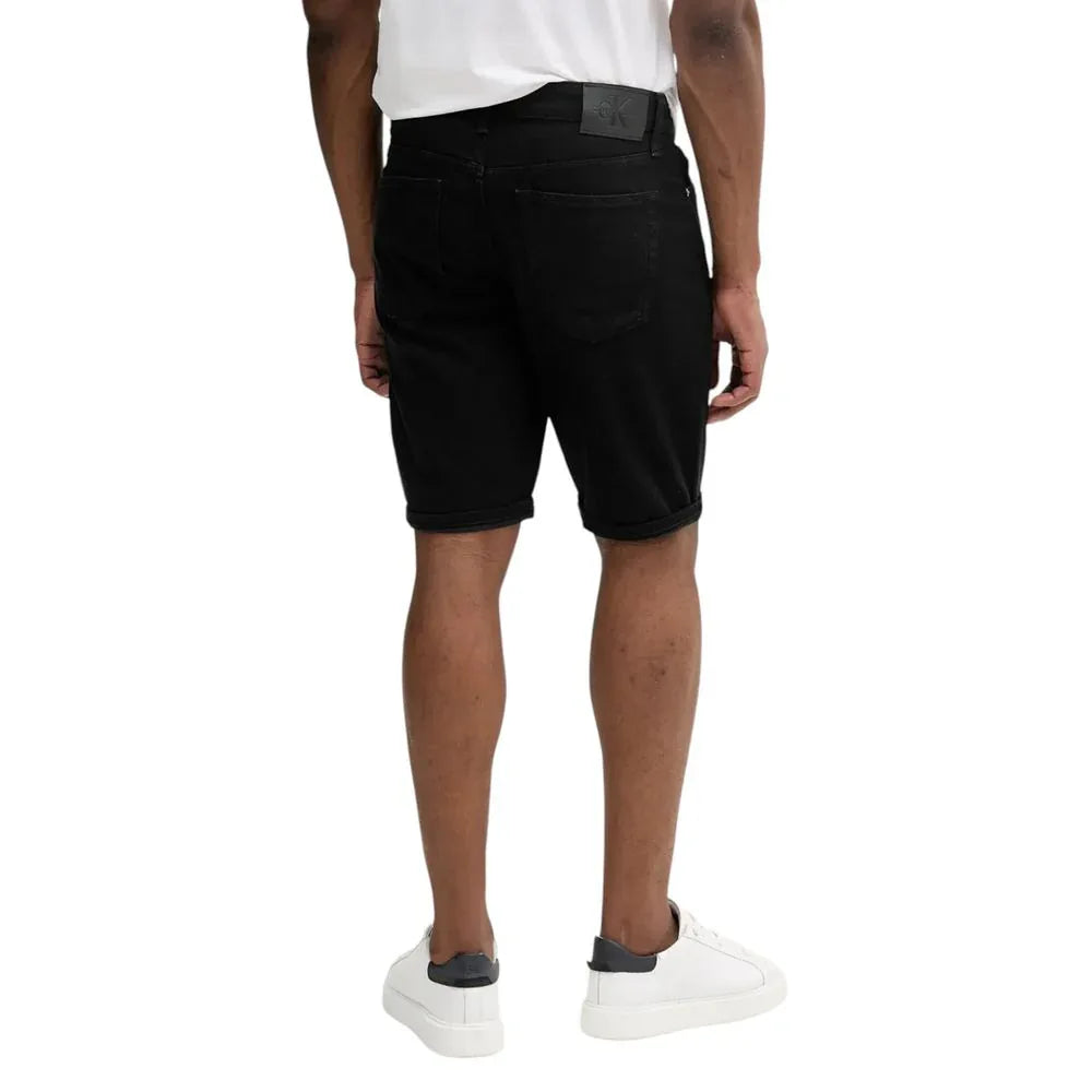 Calvin Klein Jeans Black Cotton Bermuda Shorts - Zeiniez