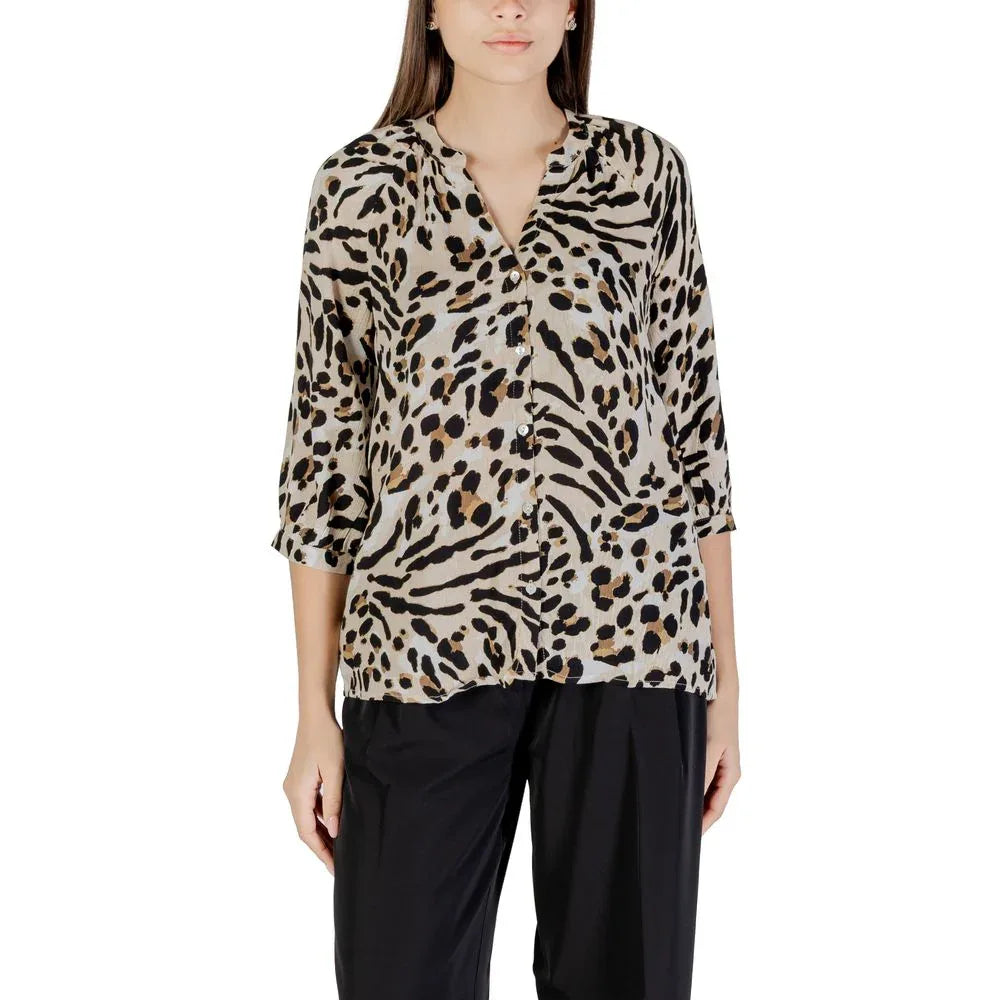 ICHI Beige Viscose Blouse - Zeiniez