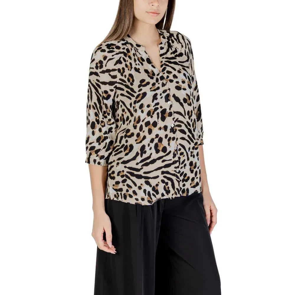 ICHI Beige Viscose Blouse - Zeiniez