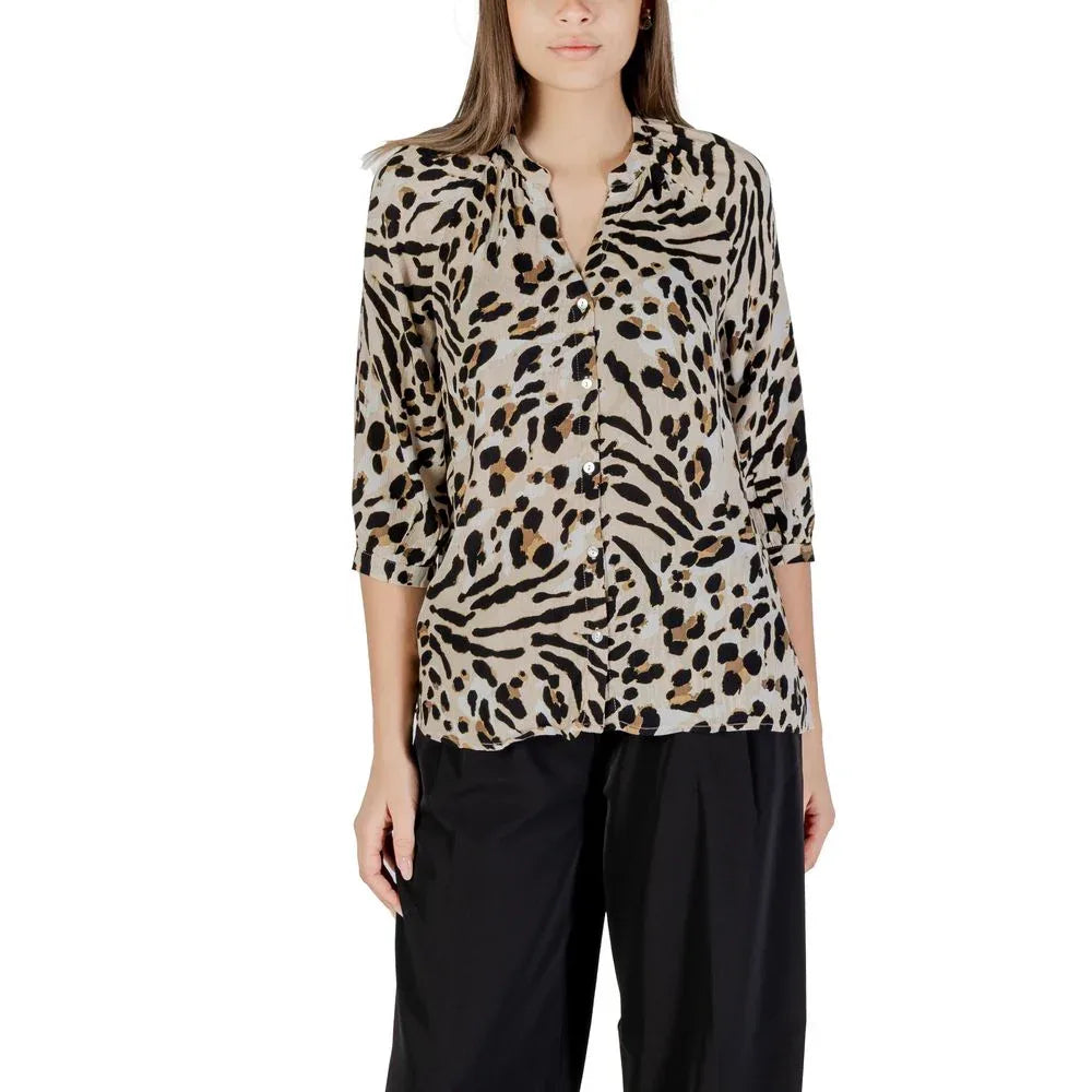 ICHI Beige Viscose Blouse - Zeiniez