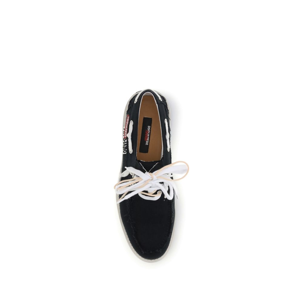 Dsquared² Black Cotton Slip-On Loafers - Zeiniez
