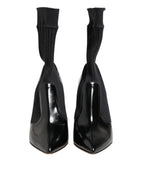 Dolce & Gabbana Black Stretch Stilettos Booties Socks Shoes - Zeiniez