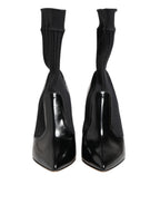 Dolce & Gabbana Black Stretch Stilettos Booties Socks Shoes