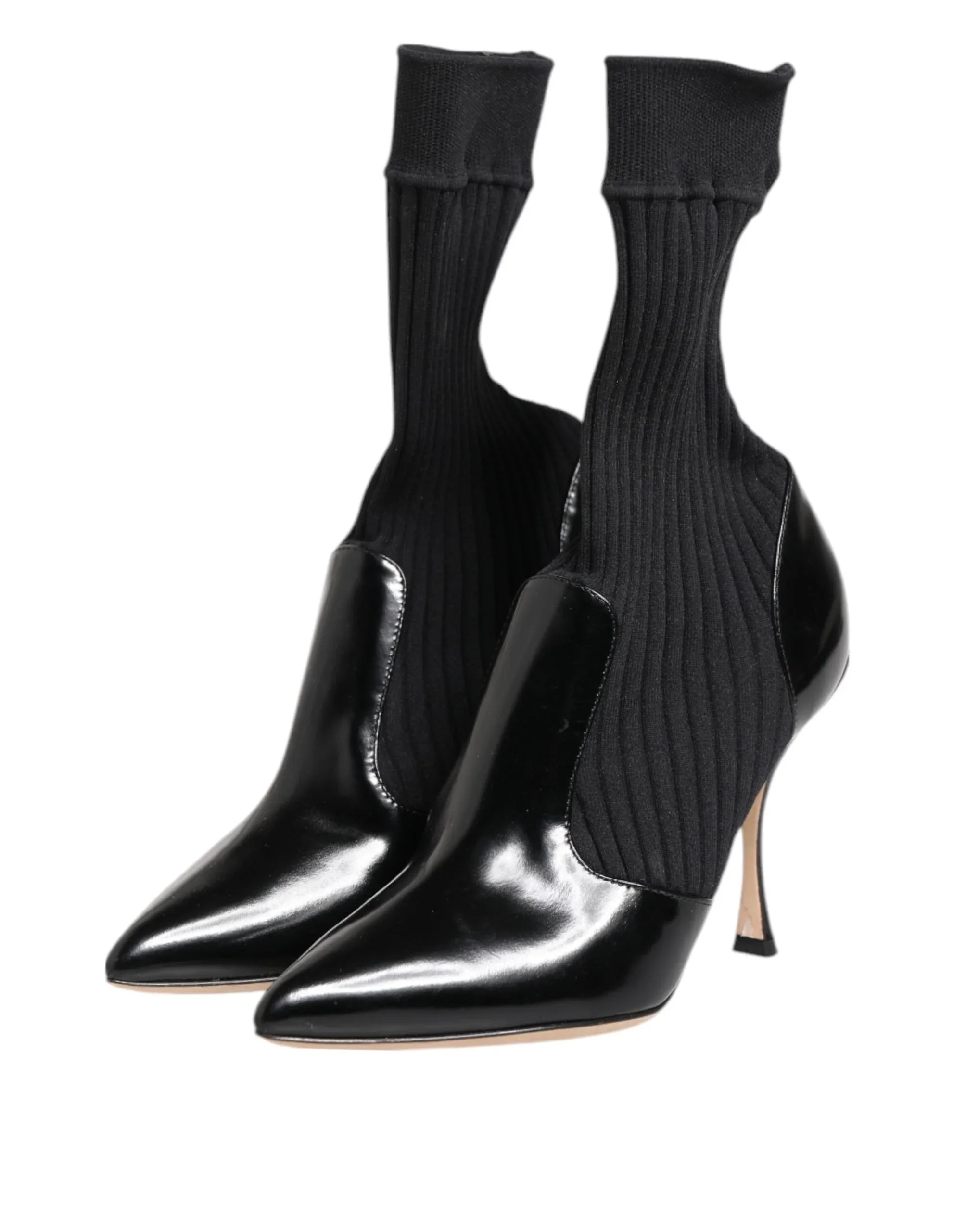 Dolce & Gabbana Black Stretch Stilettos Booties Socks Shoes - Zeiniez
