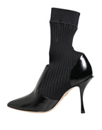 Dolce & Gabbana Black Stretch Stilettos Booties Socks Shoes