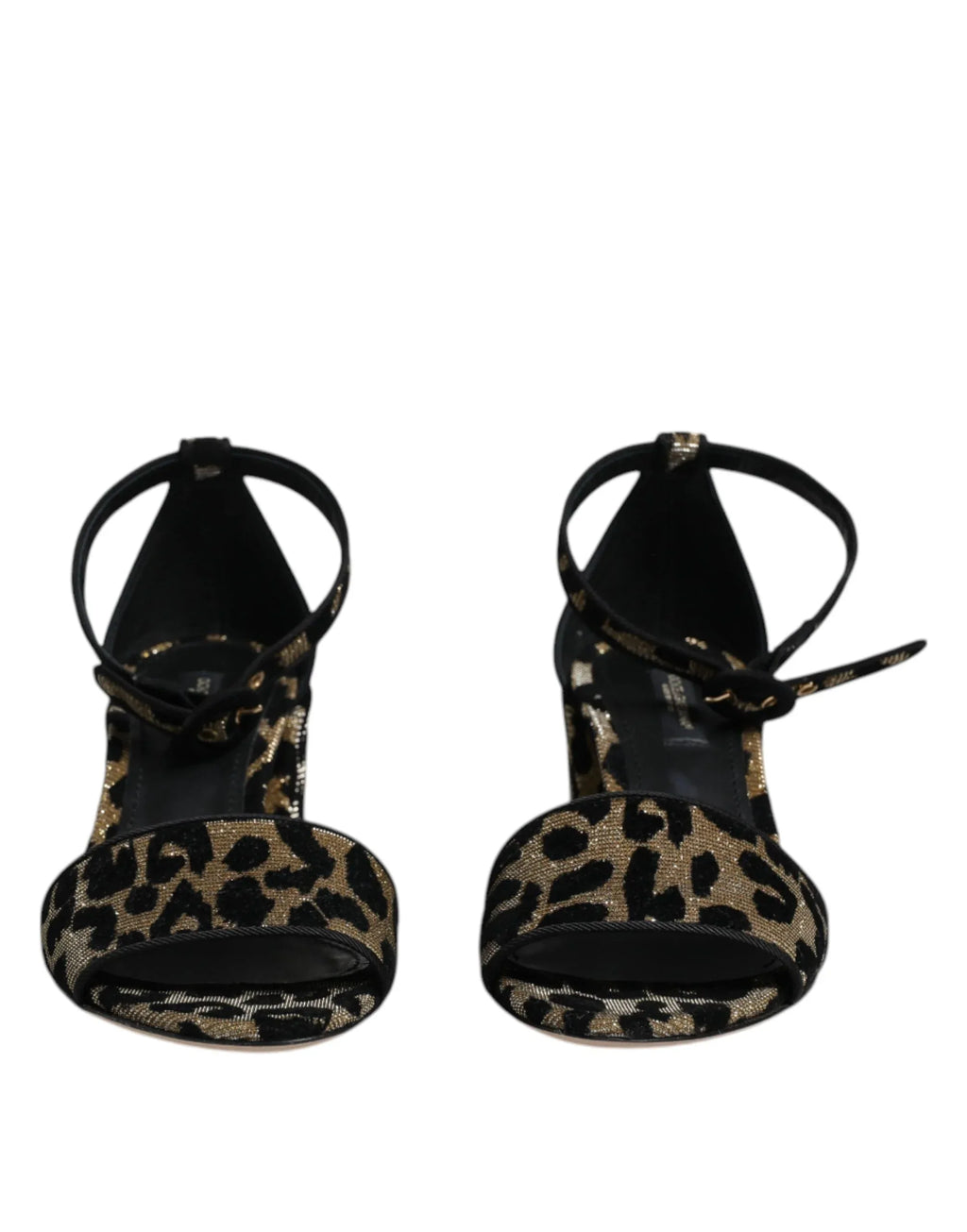 Dolce & Gabbana Gold Leopard Ankle Strap Heels Sandals Shoes - Zeiniez