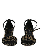 Dolce & Gabbana Gold Leopard Ankle Strap Heels Sandals Shoes - Zeiniez
