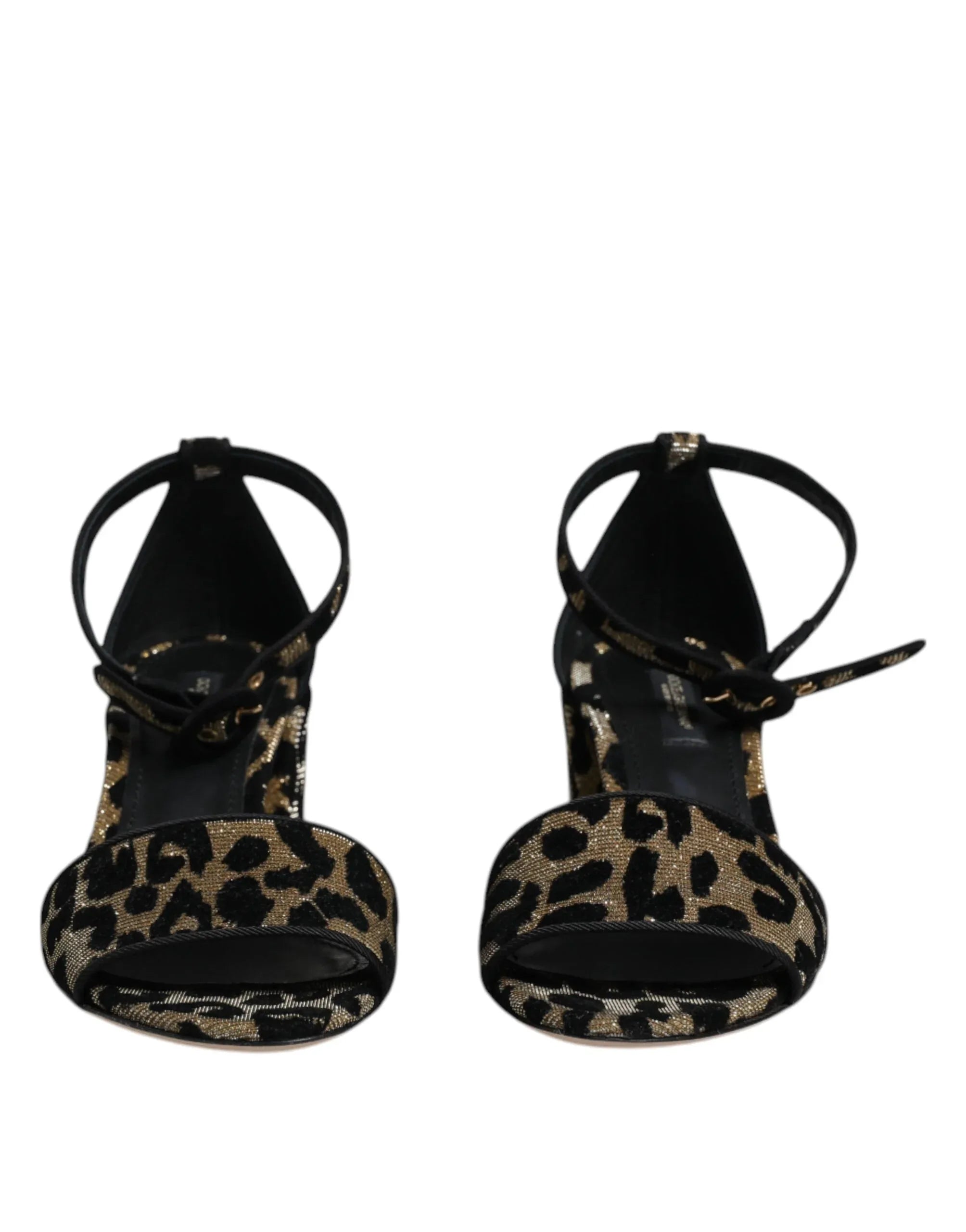 Dolce & Gabbana Gold Leopard Ankle Strap Heels Sandals Shoes - Zeiniez