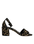Dolce & Gabbana Gold Leopard Ankle Strap Heels Sandals Shoes - Zeiniez