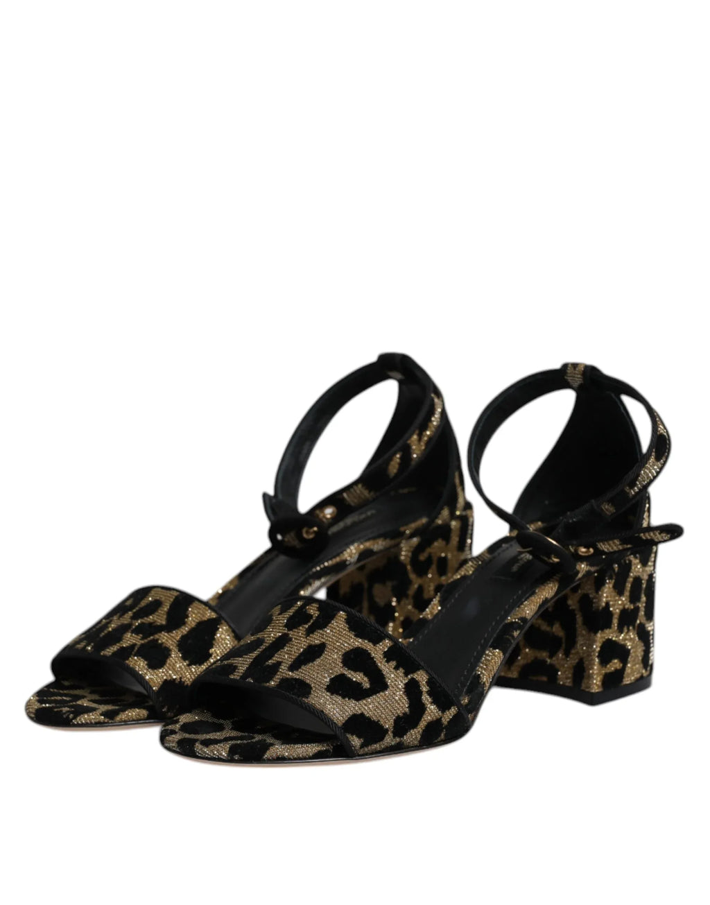Dolce & Gabbana Gold Leopard Ankle Strap Heels Sandals Shoes - Zeiniez