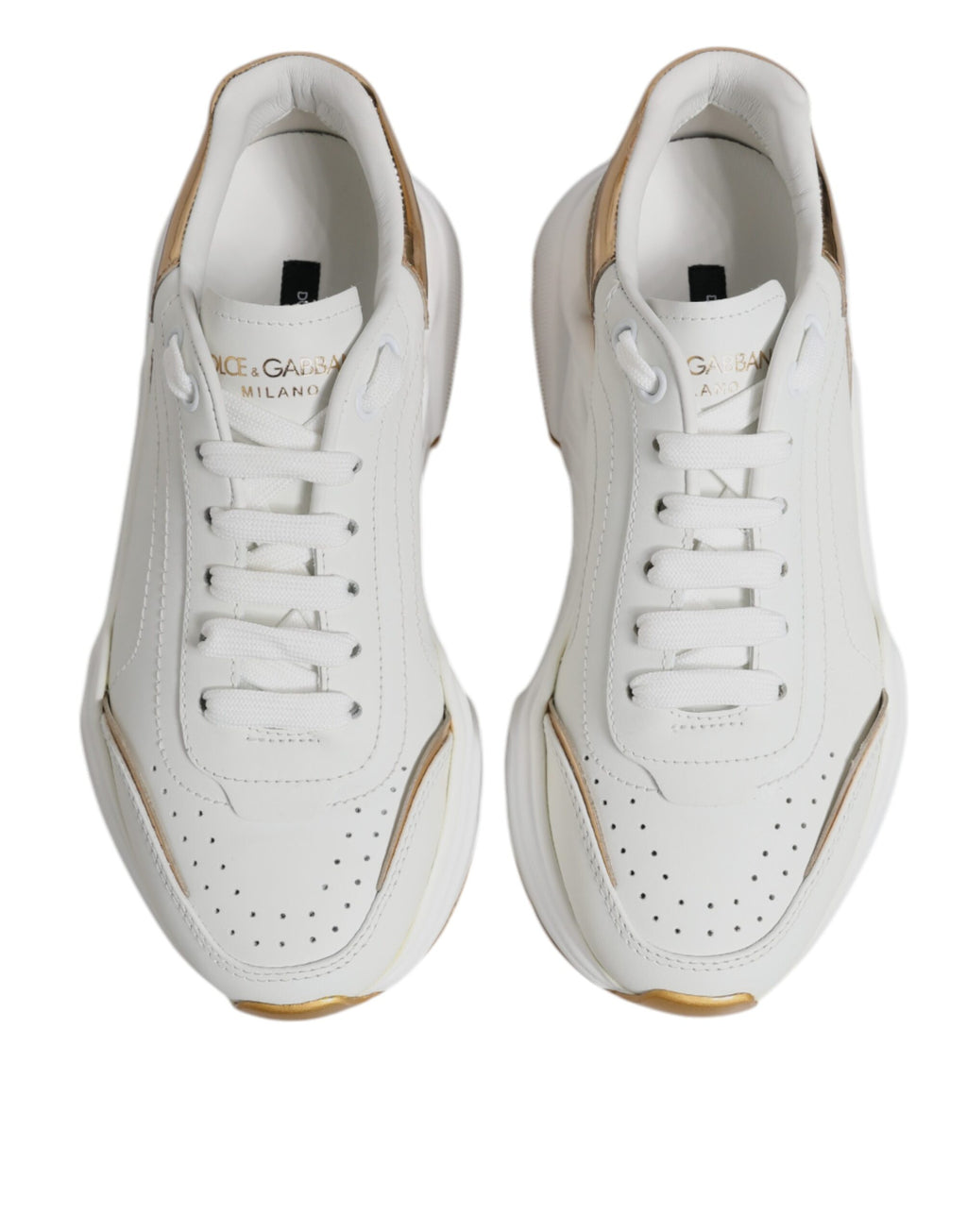Dolce & Gabbana White Gold Daymaster Low Top Sneakers Shoes - Zeiniez