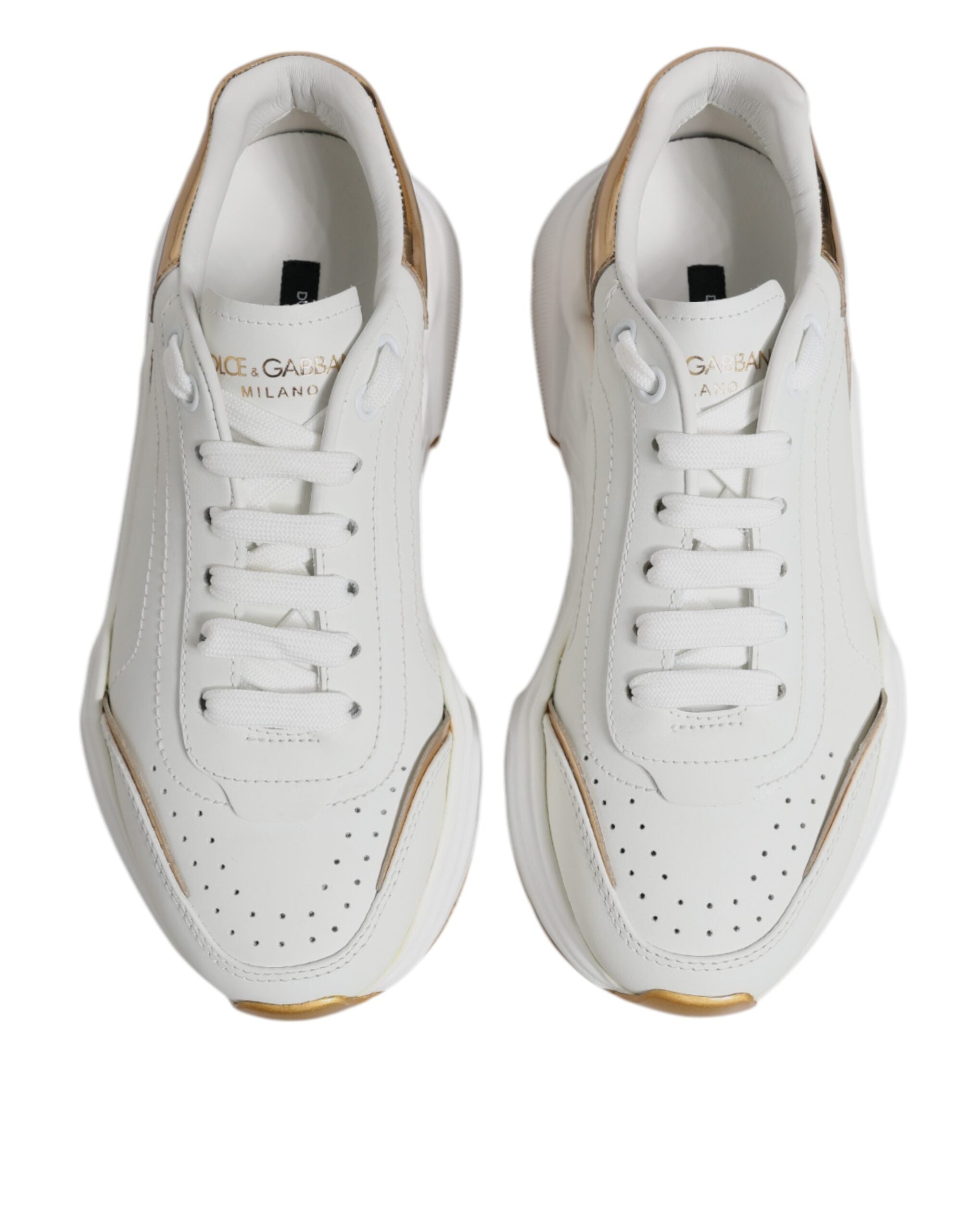 Dolce & Gabbana White Gold Daymaster Low Top Sneakers Shoes - Zeiniez