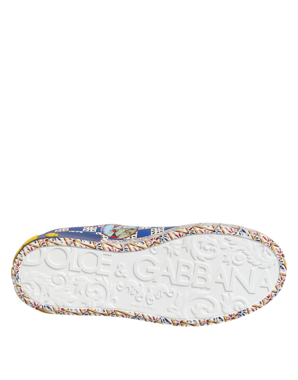 Dolce & Gabbana Portofino Carretto Printed Leather Sneakers Shoes - Zeiniez