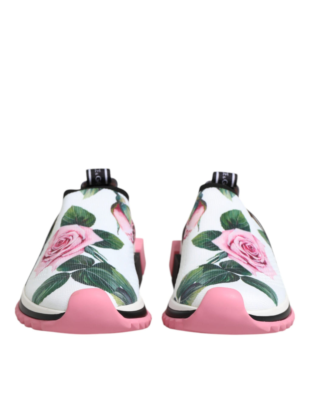 Dolce & Gabbana White Rose Print Sorrento Sneakers Shoes - Zeiniez