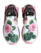 Dolce & Gabbana White Rose Print Sorrento Sneakers Shoes - Zeiniez