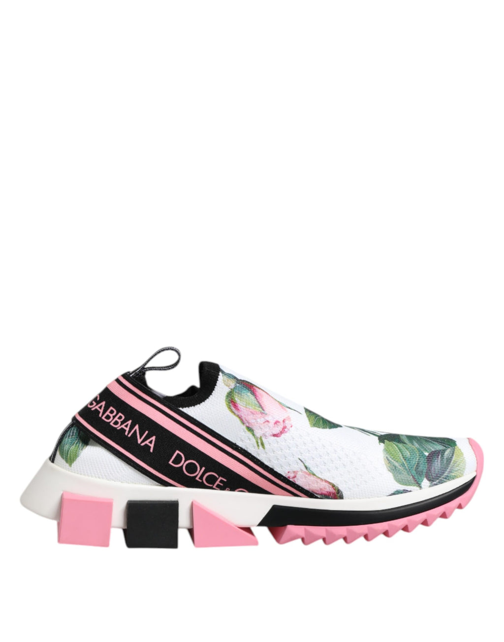 Dolce & Gabbana White Rose Print Sorrento Sneakers Shoes - Zeiniez