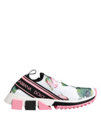 Dolce & Gabbana White Rose Print Sorrento Sneakers Shoes - Zeiniez
