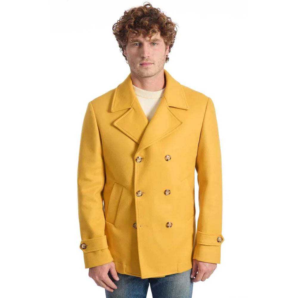 Roberto Pepe Luxury Yellow Wool Men's Jacket - Zeiniez