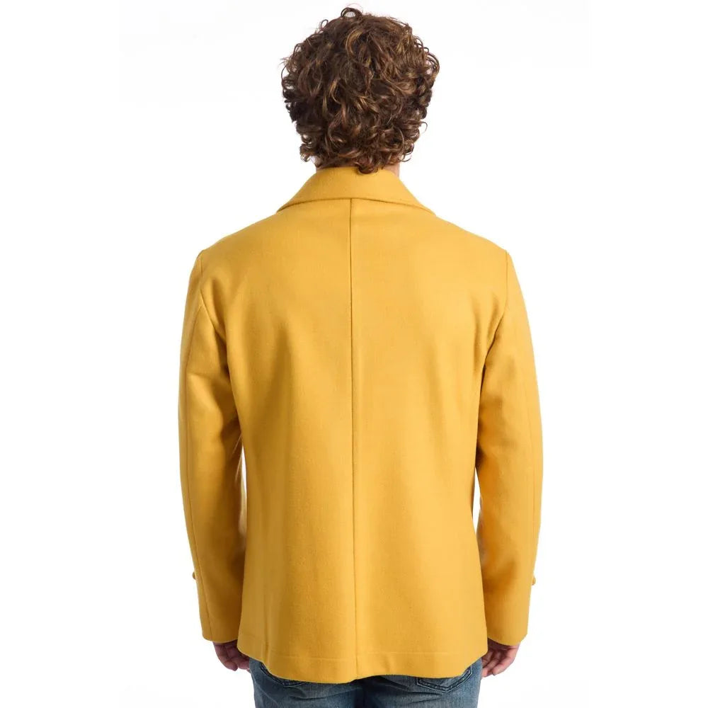 Roberto Pepe Luxury Yellow Wool Men's Jacket - Zeiniez