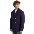 Roberto Pepe Luxury Blue Wool Men's Short Coat - Zeiniez