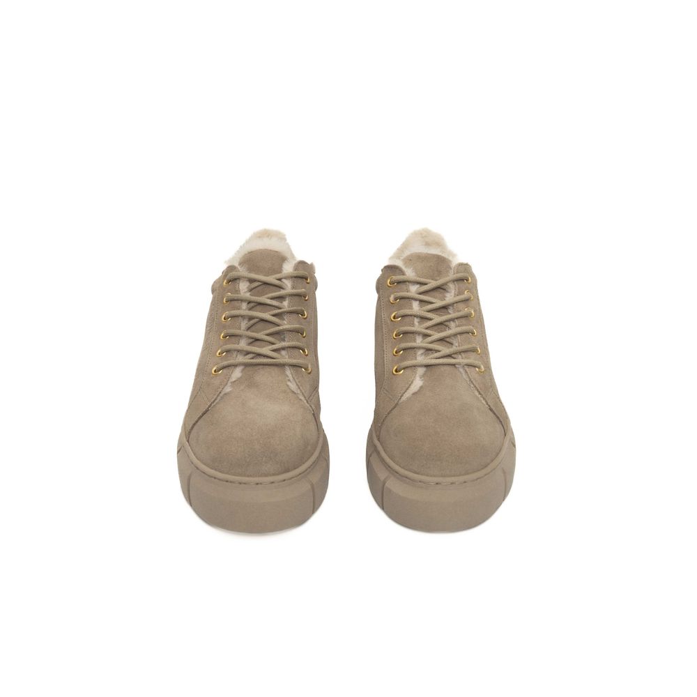 Cerruti 1881 Beige Calfskin Women Platform Sneaker - Zeiniez
