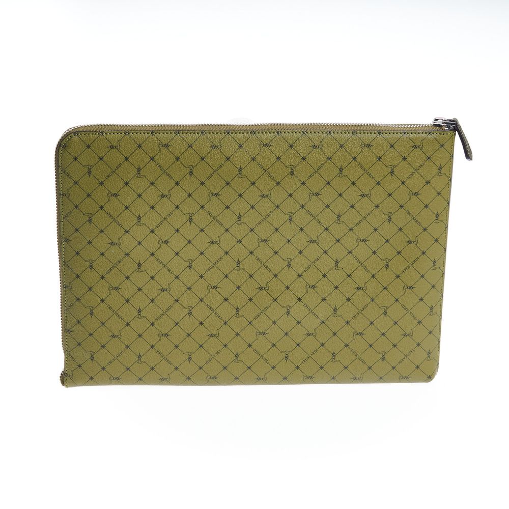 Trussardi Green Leather Men Clutch - Zeiniez